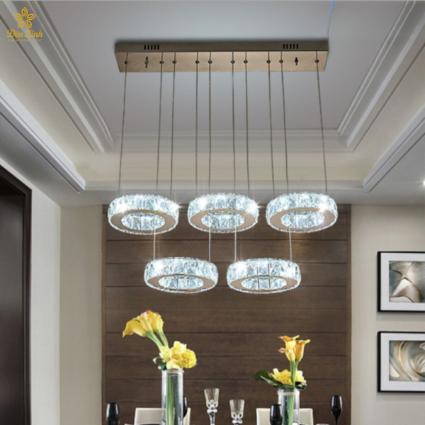 Đèn Thả Pha Lê 5 Ô Tròn