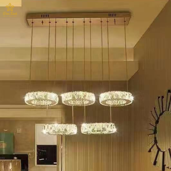 Đèn Thả Pha Lê 5 Ô Tròn