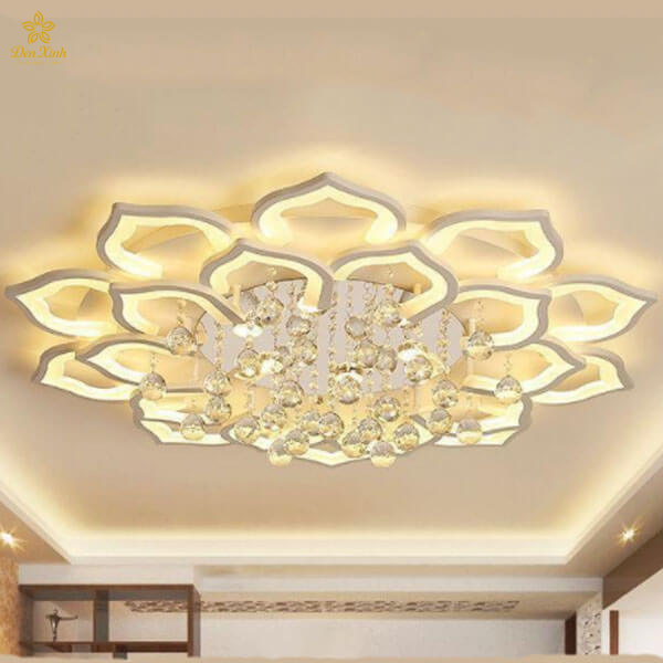 Đèn Ốp Trần 20 Cánh Sen Pha Lê 1000