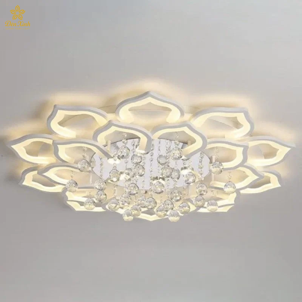 Đèn Ốp Trần 20 Cánh Sen Pha Lê 1000