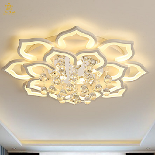 Đèn Ốp Trần 20 Cánh Sen Pha Lê 1000