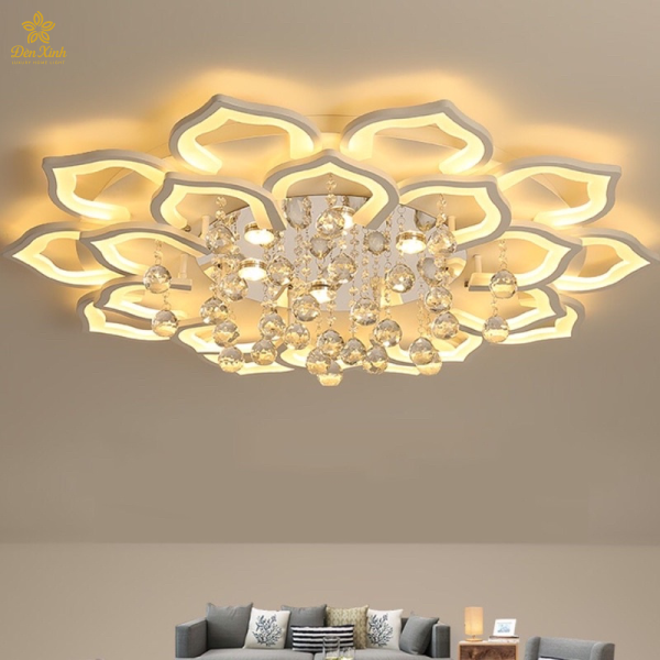 Đèn Ốp Trần 20 Cánh Sen Pha Lê 1000
